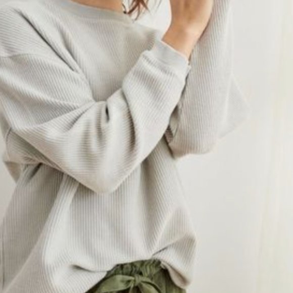 aerie Tops - Aerie New Love Corded Oversized Sweatshirt Stone Gray Size Medium